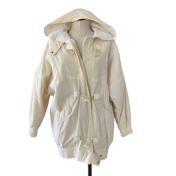 Vintage 90s Valentina White 100% Cotton Winter Coat Sz M - Picture 1 of 4